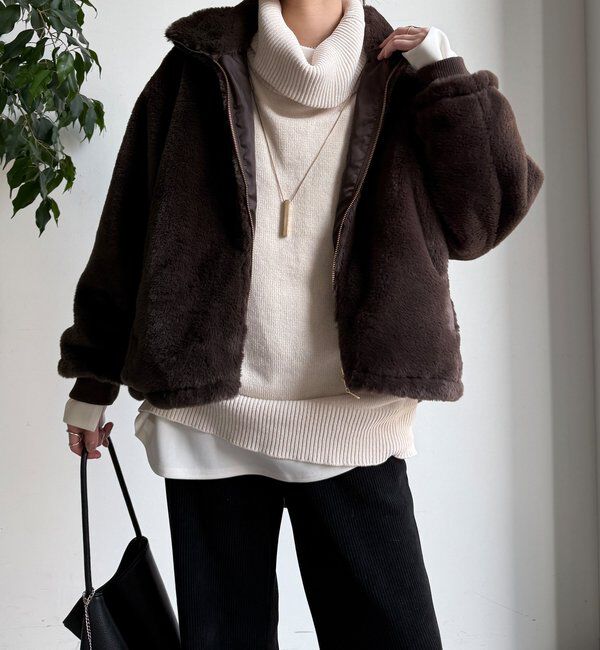  「【WEB限定】フェイクミンクスタンドファーブルゾン」|その他|ブラウン