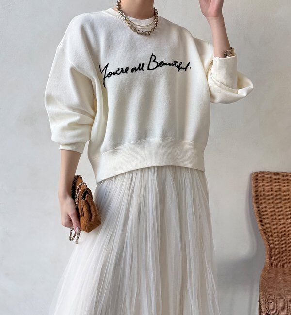  「【WEB限定】スウエットライクロゴニット」|ニット・セーター|アイボリー