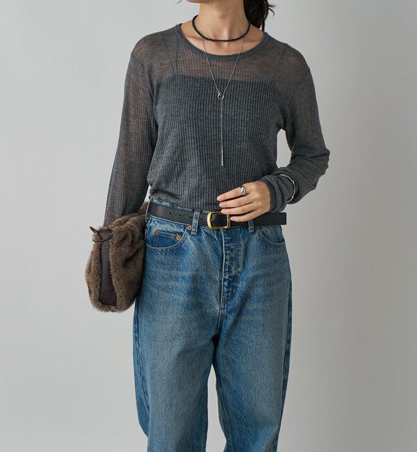  「【抜け感◎】シアーUネックニット」|ニット・セーター|