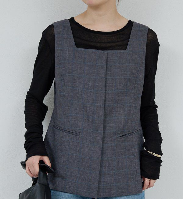  「【セットアップ対応】スクエアネックベスト」|ベスト・ジレ|