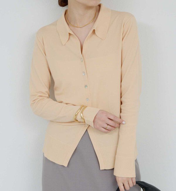  「総針ポロカーデ」|ニット・セーター|ベージュ