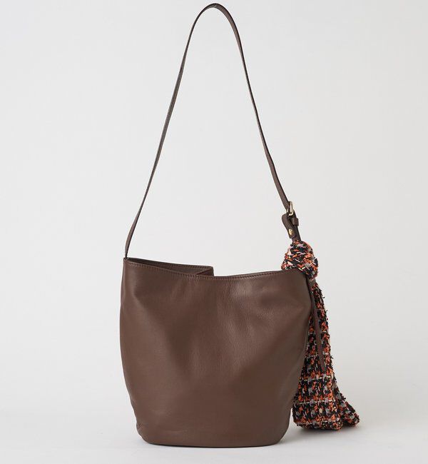  「ツイードスカーフ付きレザー2WAYショルダーバッグ」|ショルダー・メッセンジャー|