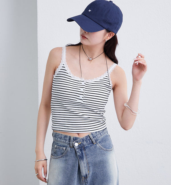  「パット付きボーダーキャミ」|キャミソール|