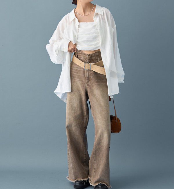  「【着こなし豊富◎】チェックビスチェSETビッグシャツ」|シャツ・ブラウス|