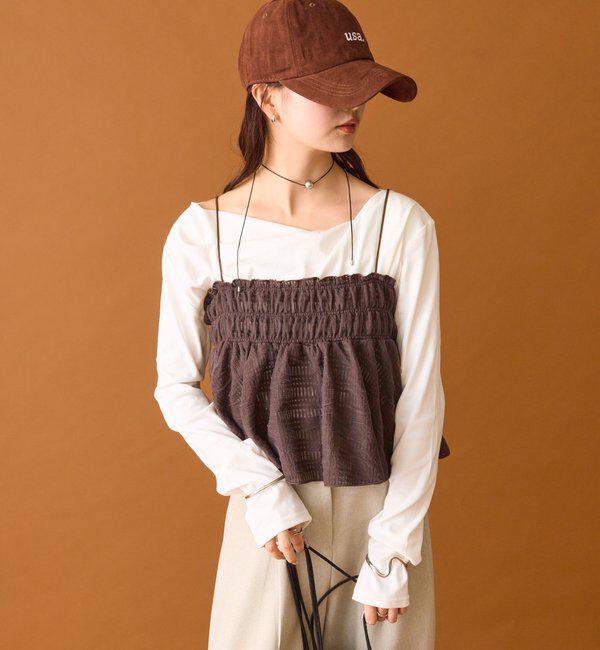  「【4色展開/レイヤードスタイル】チュールチェックビスチェ」|シャツ・ブラウス|