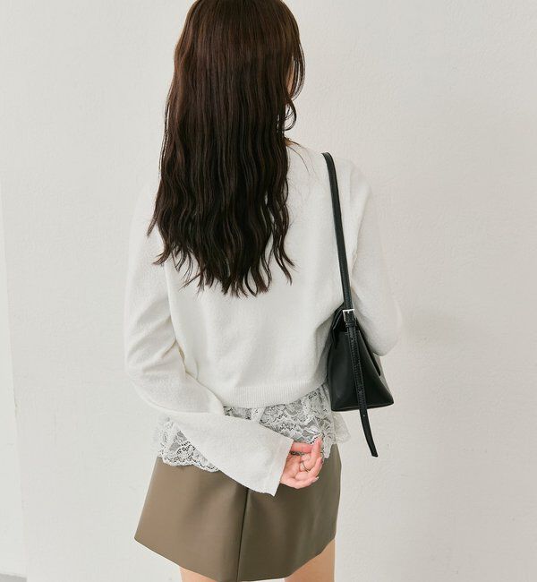  「ブークレ裾レースカーデセット」|カーディガン|