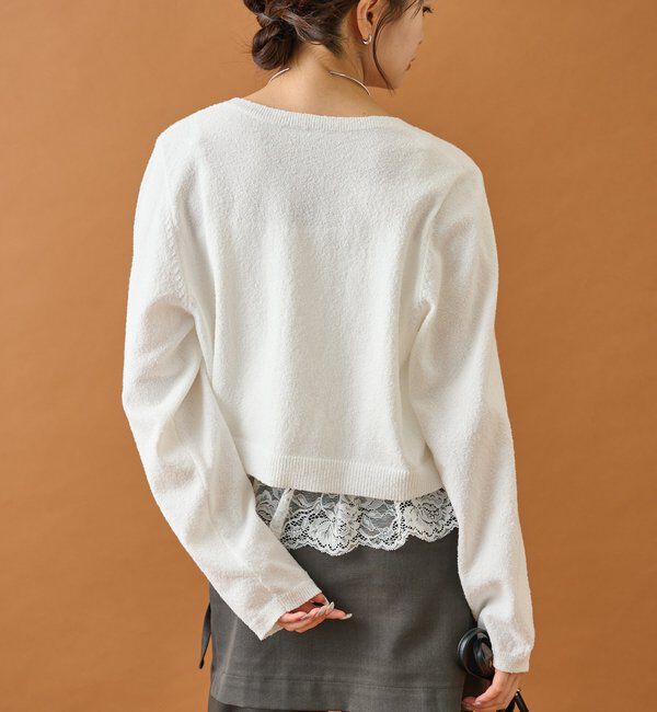  「ブークレ裾レースカーデセット」|カーディガン|
