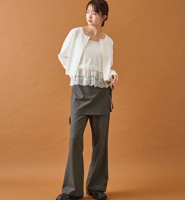  「ブークレ裾レースカーデセット」|カーディガン|