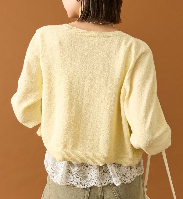  「ブークレ裾レースカーデセット」|カーディガン|