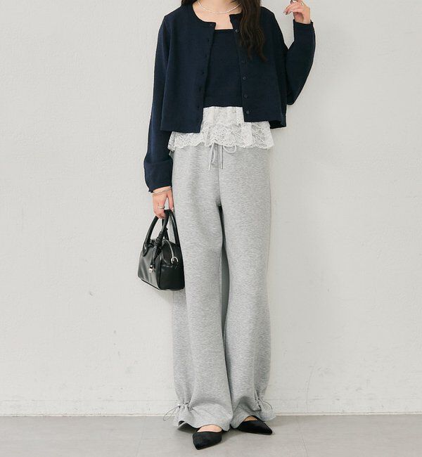  「ブークレ裾レースカーデセット」|カーディガン|