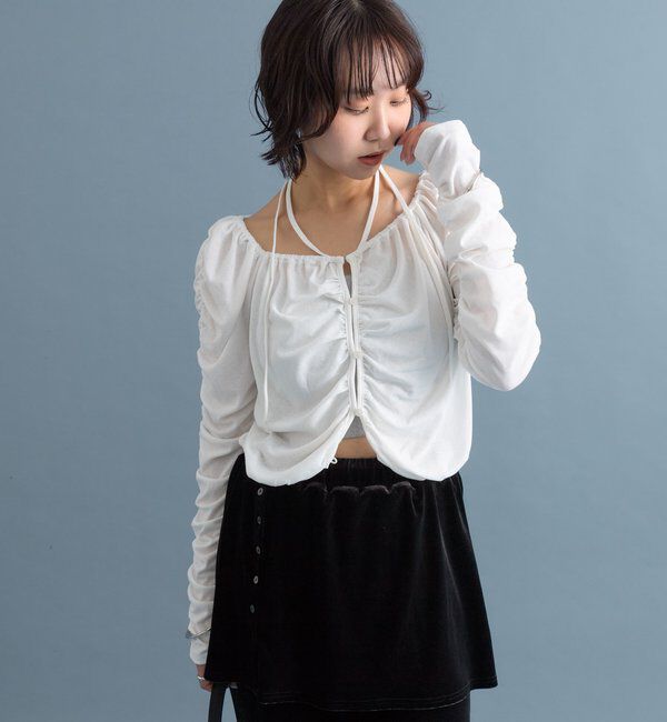  「スクエアネック シャーリングカーディガン」|Tシャツ・カットソー|