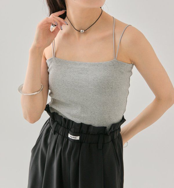  「パット付きバックシャン クロスキャミソール」|キャミソール|グレー