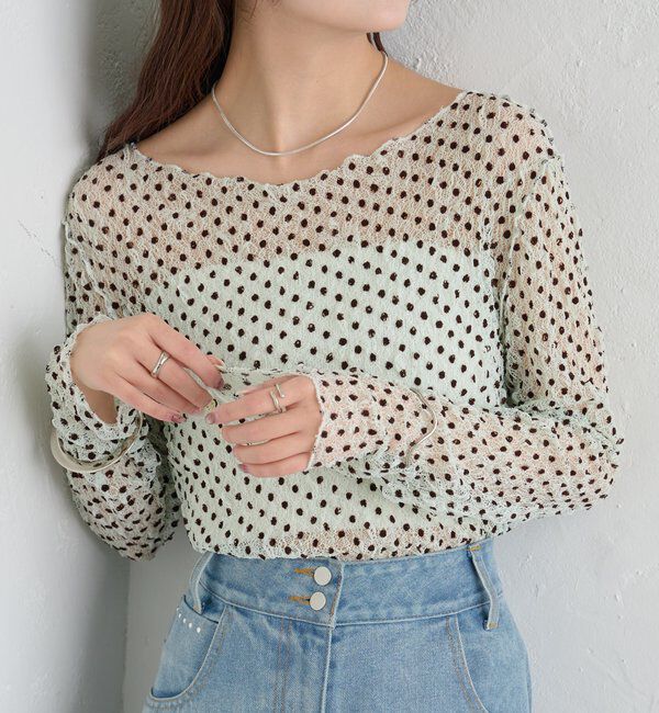  「ドットレースプルオーバー」|Tシャツ・カットソー|グリーン