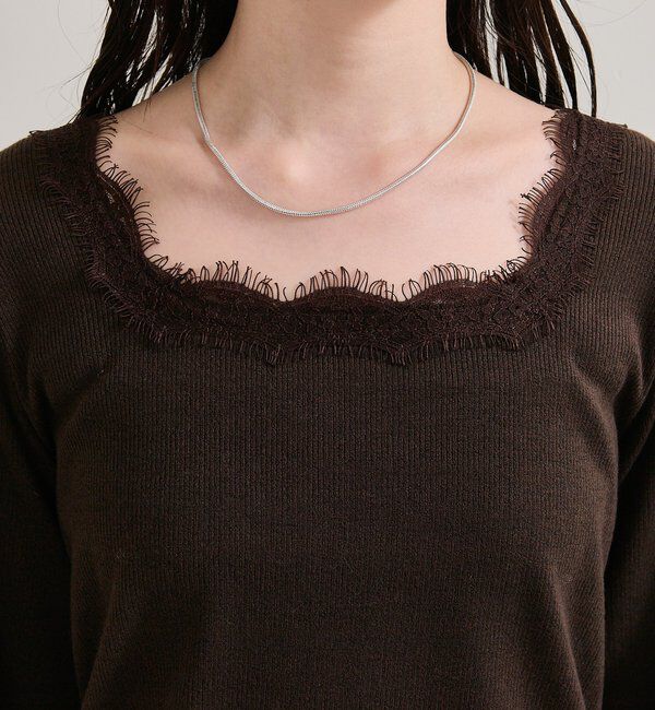  「スクエアネックレースロンT」|Tシャツ・カットソー|