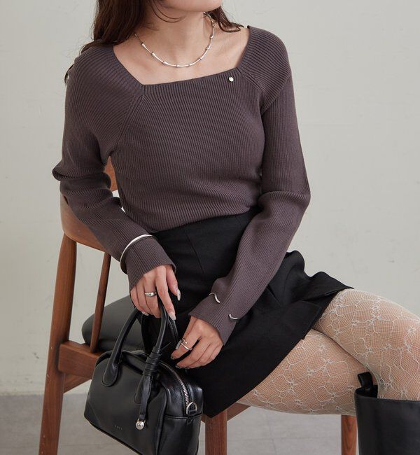  「スクエアネックリブニット」|ニット・セーター|