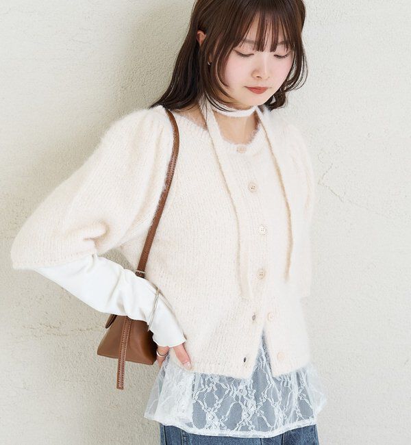  「ふわふわ半袖ニット カーディガン」|カーディガン|