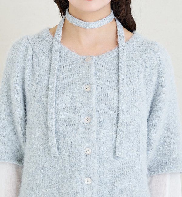  「ふわふわ半袖ニット カーディガン」|カーディガン|