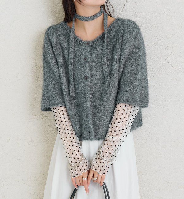  「ふわふわ半袖ニット カーディガン」|カーディガン|