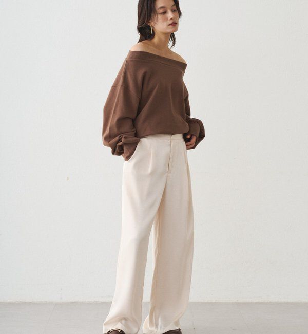  「ワイドベルトサテンパンツ 2nd」|チノ|