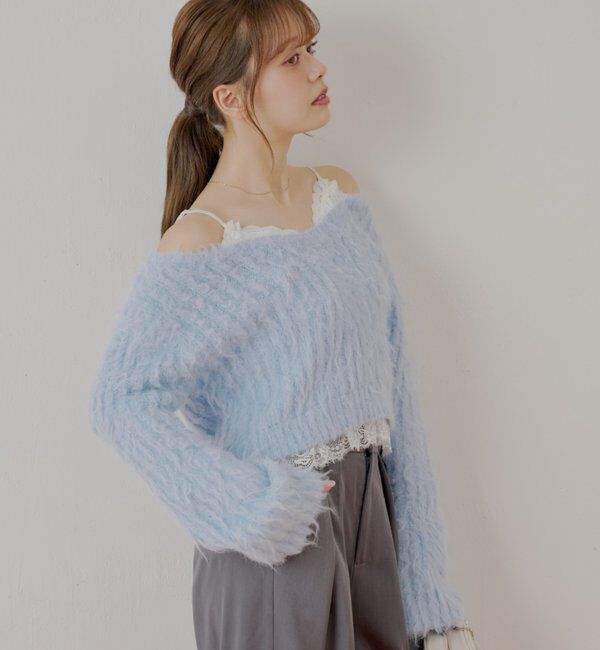  「レースドッキングシャギーニット」|ニット・セーター|