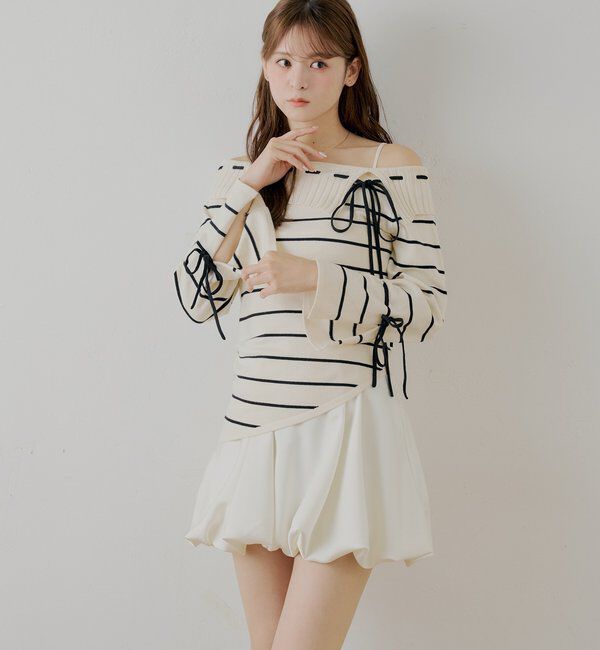  「ワンショルニット+バルーンワンピースセット」|ワンピース|
