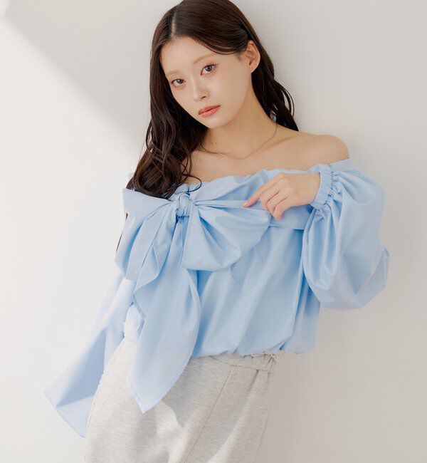  「オフショルリボンバルーンブラウス」|シャツ・ブラウス|