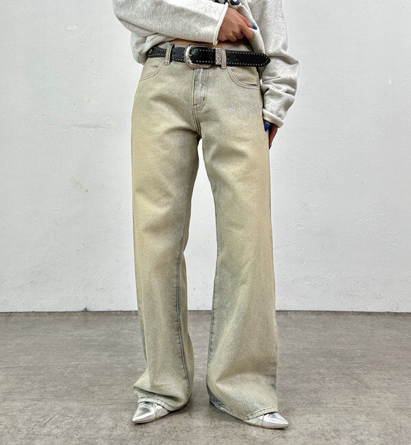  「【SLOPPY/スロッピー】ラインストーンローライズデニム」|デニム|