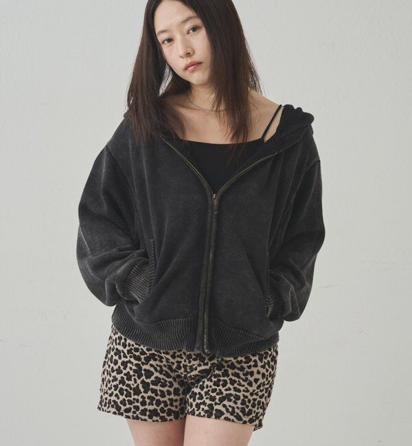  「KOOKYNピグメント加工ジップニットパーカー」|パーカー|