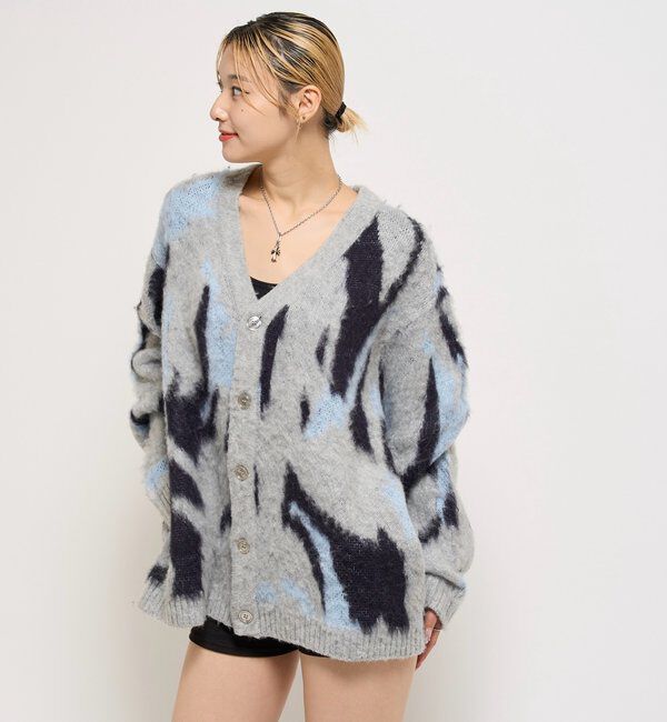  「KOOKYNモヘアライクカーディガン(無地/カモ柄)」|カーディガン|