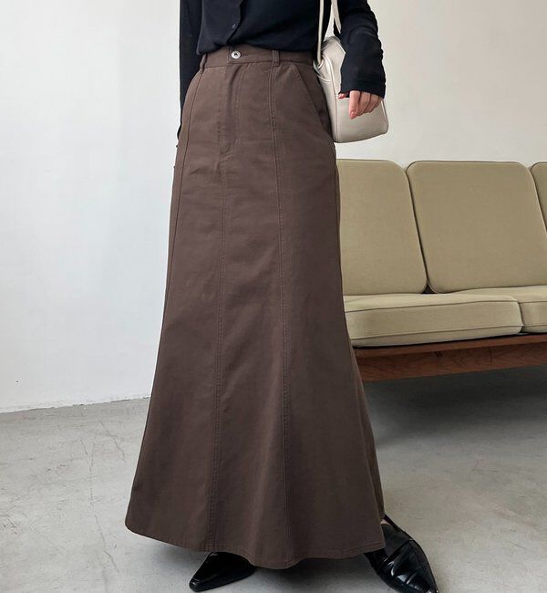  「【セットアップ対応】コットンフレアスカート」|スカート|ブラウン
