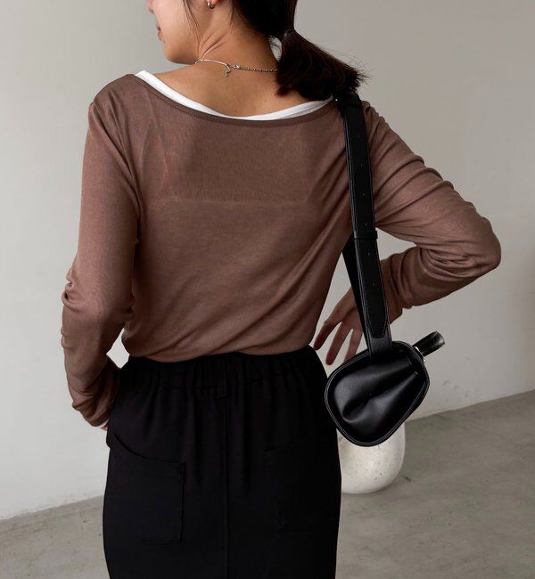  「【前後2WAY】2WAYボートネックシアーロンT」|Tシャツ・カットソー|