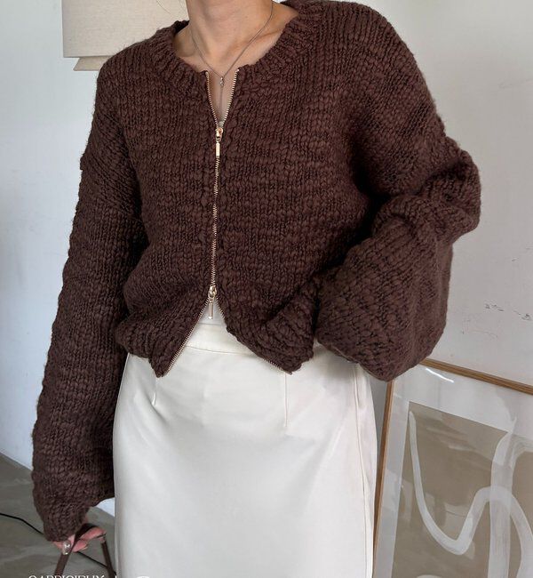  「【LE'MAGE&times;gemeilコラボ】スラブジップカーディガン」|カーディガン|