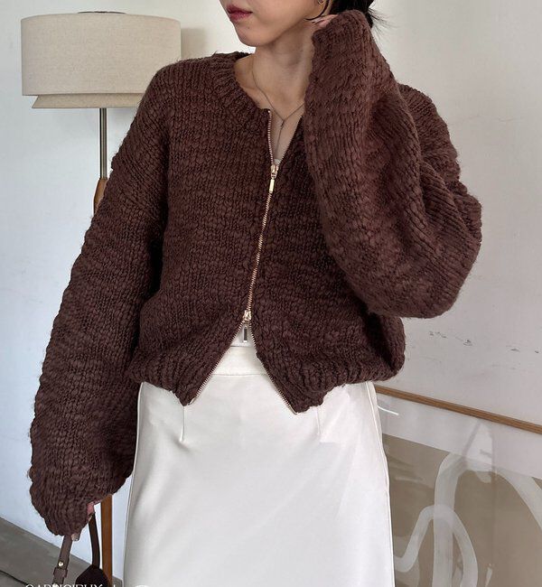  「【LE'MAGE&times;gemeilコラボ】スラブジップカーディガン」|カーディガン|