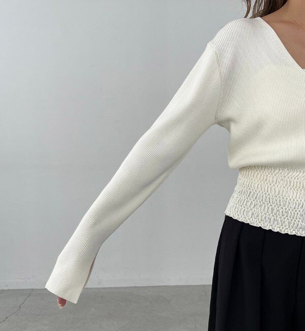  「【スタイルアップ効果◎】裾シャーリングリブカーディガン」|カーディガン|