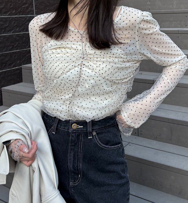  「【人気のため再販！セレモニーにも◎】フロッキードットブラウス」|シャツ・ブラウス|