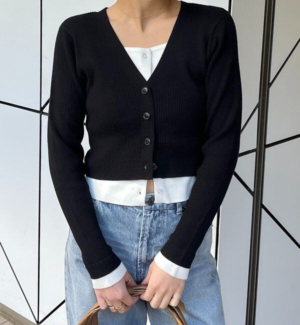  「バイカラーレイヤードカーディガン」|カーディガン|