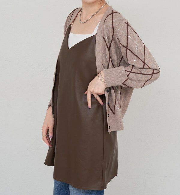  「《レイヤードにも◎》レザーチュニックキャミ」|シャツ・ブラウス|