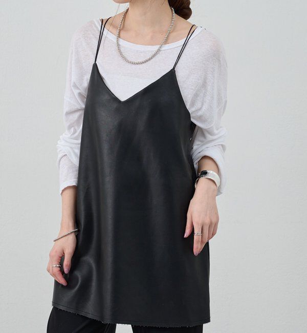  「《レイヤードにも◎》レザーチュニックキャミ」|シャツ・ブラウス|
