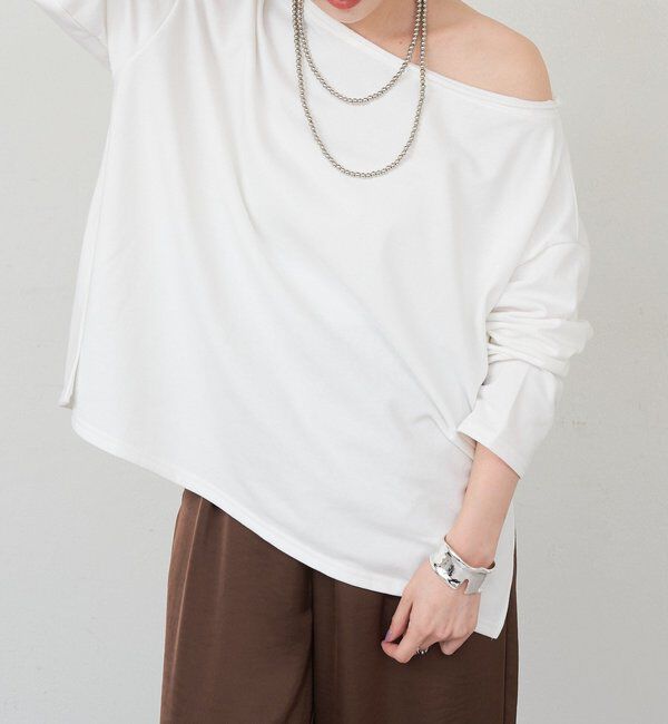  「サイドスリットオフショルスウェット」|Tシャツ・カットソー|