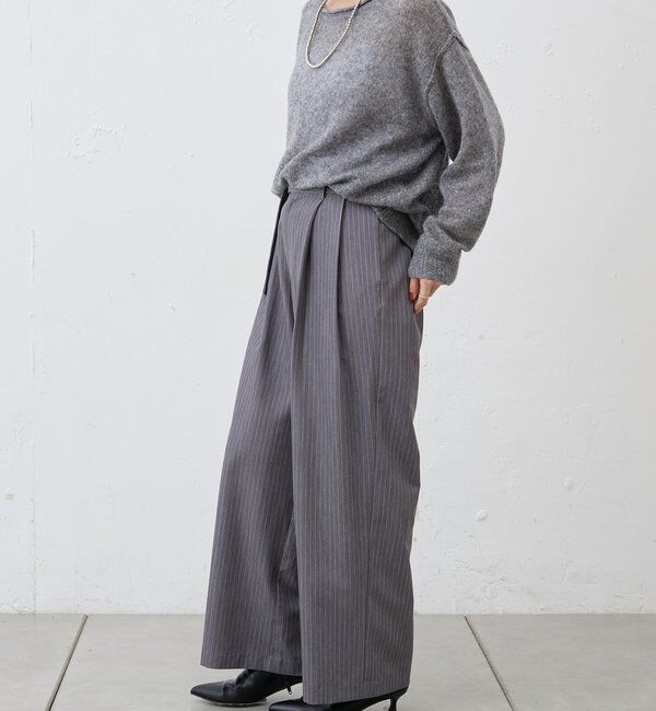  「ダブルタックストライプワイドパンツ」|チノ|