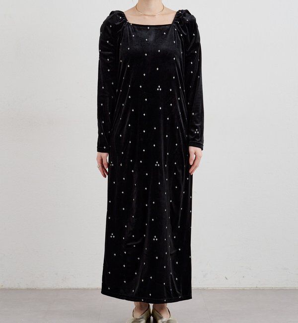  「ベロア刺繍ワンピース」|ワンピース|