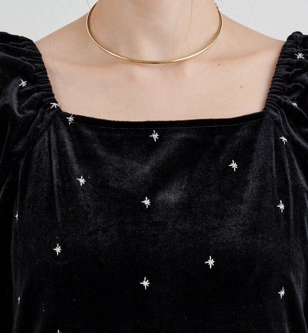  「ベロア刺繍ワンピース」|ワンピース|