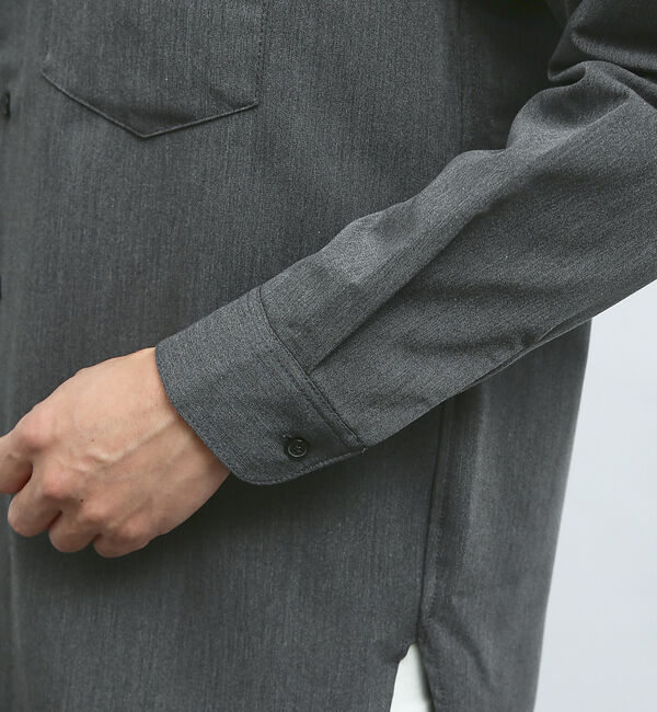 ABAHOUSE「【変形襟】シャンブレーツイル カラーレス シャツ / バンドカラーシャツ」|シャツ・ブラウス|