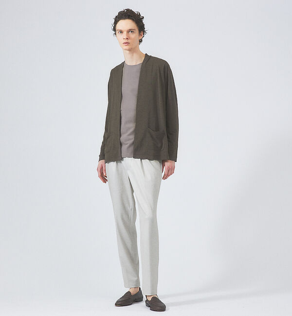 ABAHOUSE「【定番/シアー素材】ストレッチ カノコ ワンボタン カーディガン」|カーディガン|