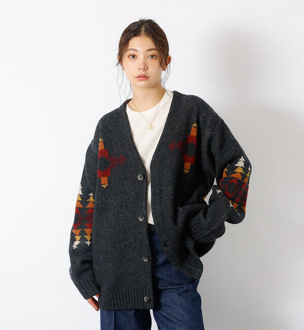 ABAHOUSE「【PENDLETON/ペンドルトン】Shetland Wool Cardigan」|ニット・セーター|ブラック