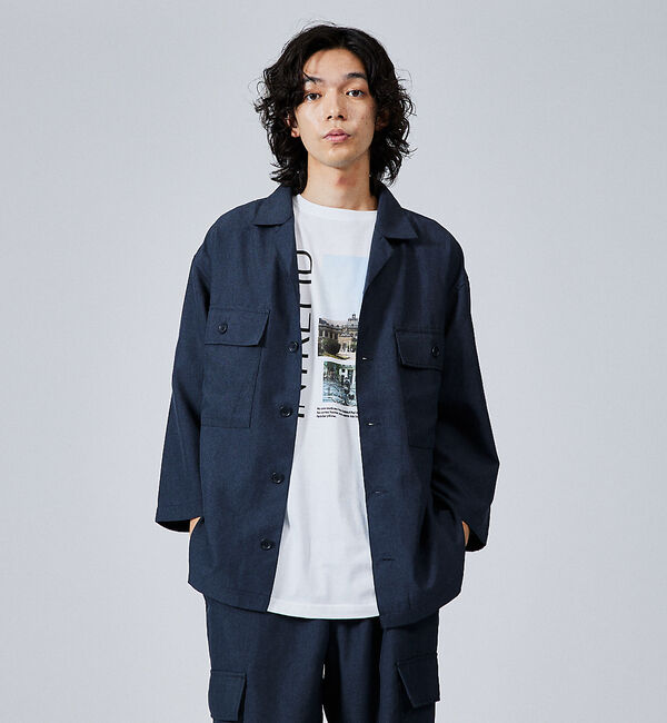 ABAHOUSE「【セットアップ対応】リネンライクミリタリーシャツ/CPOシャツ」|シャツ・ブラウス|