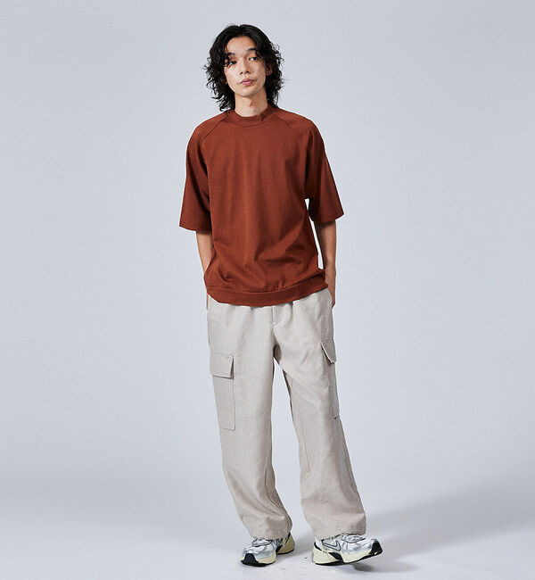 ABAHOUSE「【モックネック】度詰め天竺　ラグランスリーブＴシャツ」|Tシャツ・カットソー|