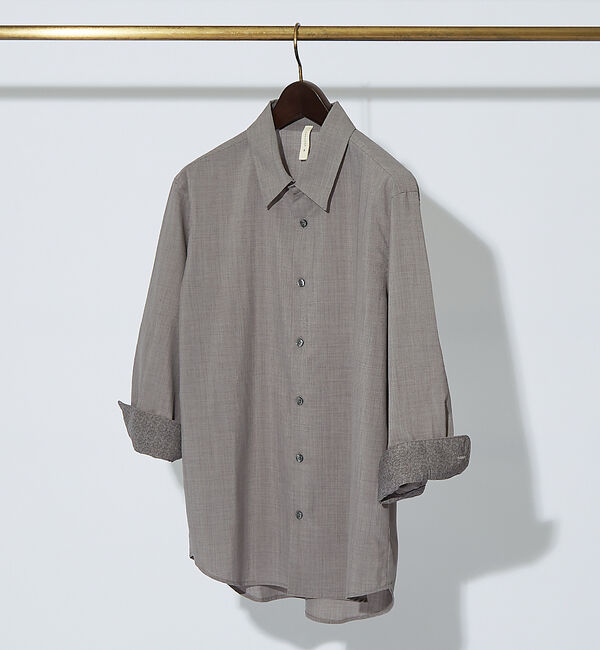 ABAHOUSE「【リネンタッチ】7分袖シャツ」|シャツ・ブラウス|モカ