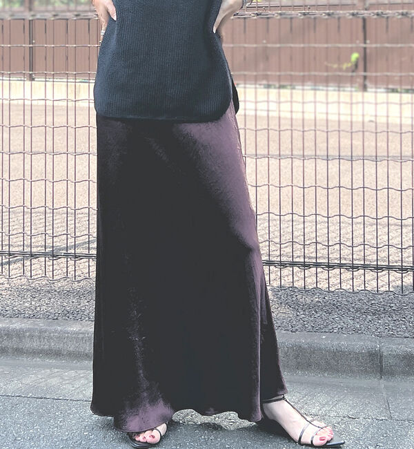 Rouge vif「【大人気定番アイテム新色登場】バイヤスロングナロースカート」|スカート|ブラウン