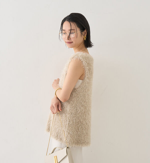 Rouge vif「コンビフェザーニットベスト」|ニット・セーター|